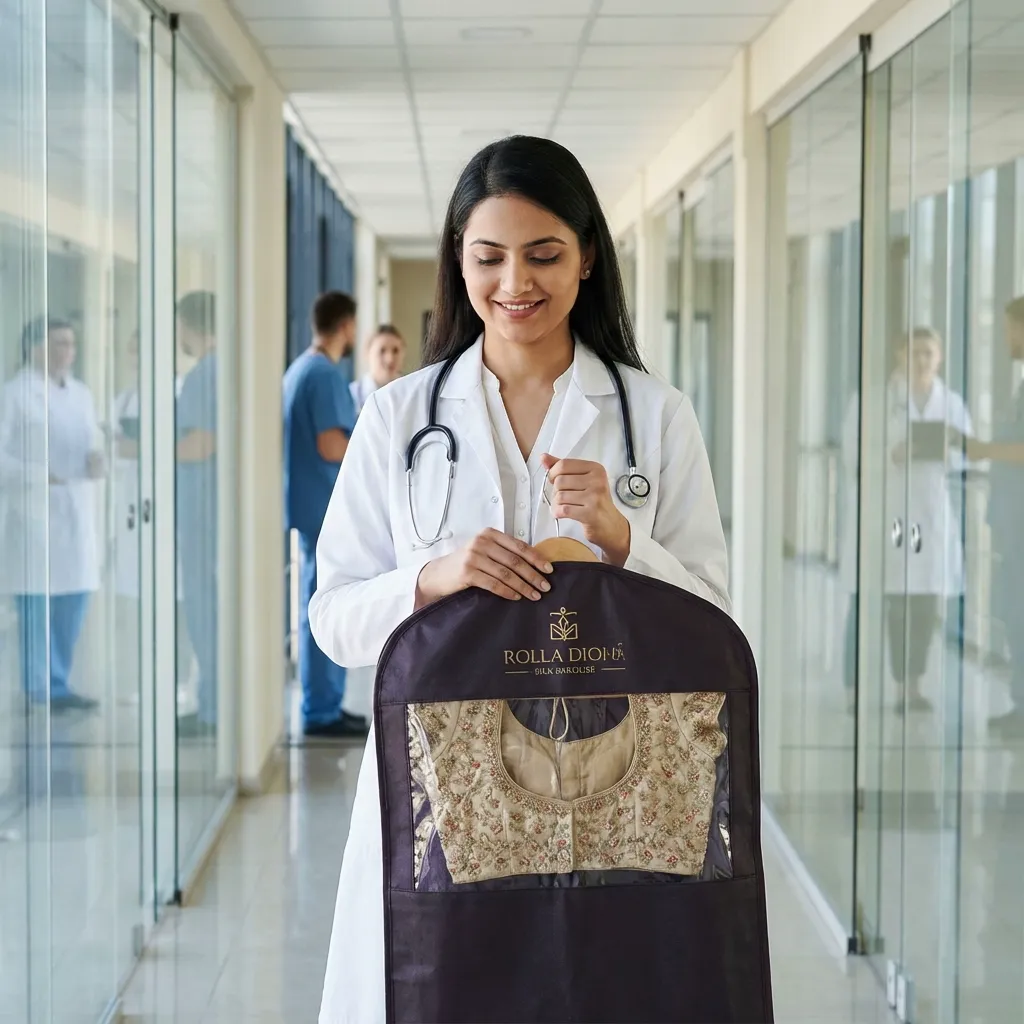 Medical professional with perfectly hemmed outfit